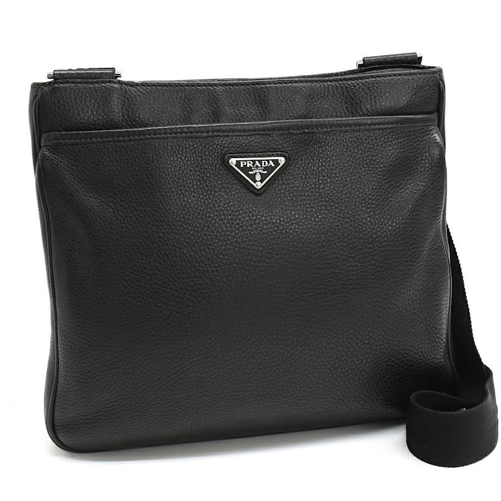 Prada Tessuto Crossbody Bag Leather Black Triangle Plate